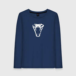 Лонгслив хлопковый женский Знак школы змеи с потертостями - Ведьмак 3, цвет: тёмно-синий