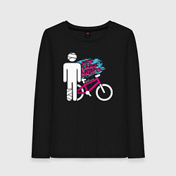 Лонгслив хлопковый женский Sports mechanics Bicyclist, цвет: черный