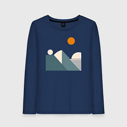 Женский лонгслив Горы и солнце минимализм абстакция