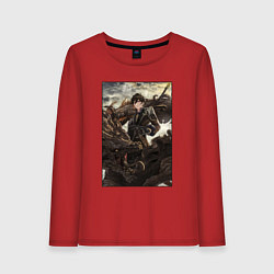 Лонгслив хлопковый женский Чжун Ли - дракон, цвет: красный