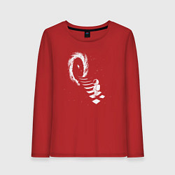 Лонгслив хлопковый женский Портал в космос, цвет: красный