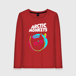 Лонгслив хлопковый женский Arctic Monkeys rock star cat, цвет: красный