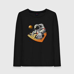 Лонгслив хлопковый женский Космонавт - диджей, цвет: черный