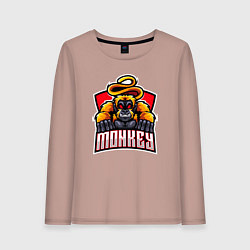 Лонгслив хлопковый женский Monkey team, цвет: пыльно-розовый
