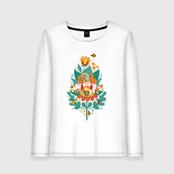 Лонгслив хлопковый женский Три веселых гнома, цвет: белый