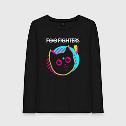 Лонгслив хлопковый женский Foo Fighters rock star cat, цвет: черный