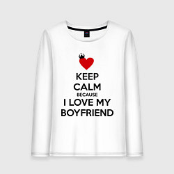 Лонгслив хлопковый женский I love my boyfriend, цвет: белый