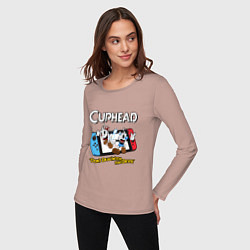 Лонгслив хлопковый женский Switch cuphead, цвет: пыльно-розовый — фото 2