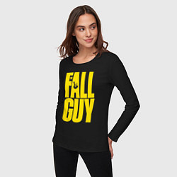 Лонгслив хлопковый женский The fall guy logo, цвет: черный — фото 2