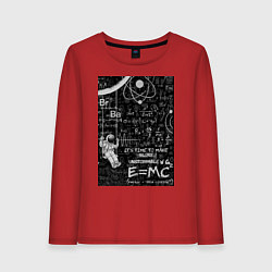 Лонгслив хлопковый женский Космос формулы, цвет: красный