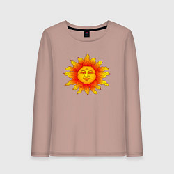 Лонгслив хлопковый женский Огненное солнце, цвет: пыльно-розовый