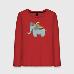 Лонгслив хлопковый женский Cute elephant, цвет: красный