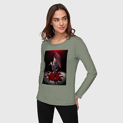 Лонгслив хлопковый женский Re:Zero Субару Нацуки, цвет: авокадо — фото 2