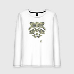 Лонгслив хлопковый женский Камуфляжный енот, цвет: белый