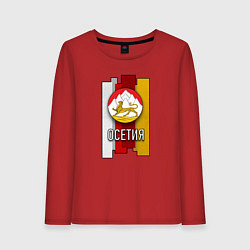 Лонгслив хлопковый женский Осетия герб, цвет: красный