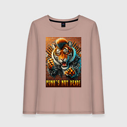 Женский лонгслив Punks not dead - motto tiger