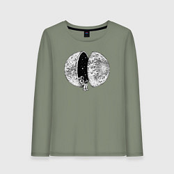 Лонгслив хлопковый женский Планета космоса, цвет: авокадо