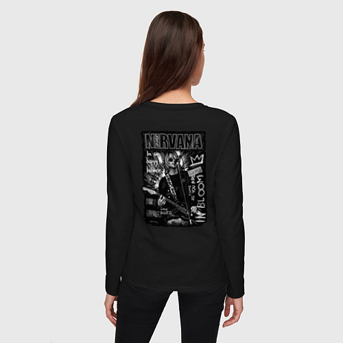 Женский лонгслив Курт кобейн в очках / Черный – фото 4