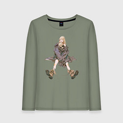 Лонгслив хлопковый женский Ведьма и чудовище Гидо, цвет: авокадо