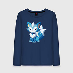 Лонгслив хлопковый женский Синий лисенок, цвет: тёмно-синий
