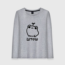 Лонгслив хлопковый женский Милая смешная лягушка штош, цвет: меланж