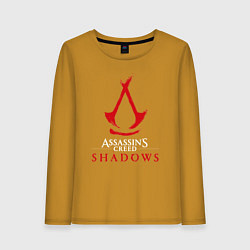 Лонгслив хлопковый женский Assassins creed shadows logo, цвет: горчичный