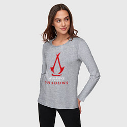 Лонгслив хлопковый женский Assassins creed shadows logo, цвет: меланж — фото 2