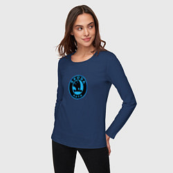 Лонгслив хлопковый женский Skoda logo blue, цвет: тёмно-синий — фото 2