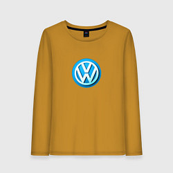 Лонгслив хлопковый женский Volkswagen logo blue, цвет: горчичный