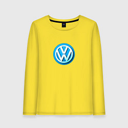 Лонгслив хлопковый женский Volkswagen logo blue, цвет: желтый