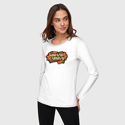 Лонгслив хлопковый женский Карнавал в Бразилии, цвет: белый — фото 2