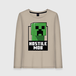 Лонгслив хлопковый женский Minecraft hostile mob, цвет: миндальный