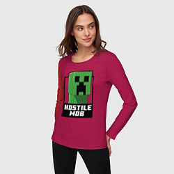 Лонгслив хлопковый женский Minecraft hostile mob, цвет: маджента — фото 2