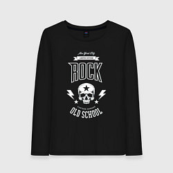 Лонгслив хлопковый женский Старая рок школа, цвет: черный