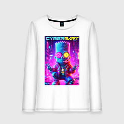Лонгслив хлопковый женский Cyber Bart in metropolis - neon glow, цвет: белый