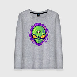 Лонгслив хлопковый женский Трёхглазый пришелец, цвет: меланж
