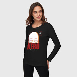 Лонгслив хлопковый женский Сайтама аниме, цвет: черный — фото 2
