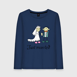 Лонгслив хлопковый женский Just married, цвет: тёмно-синий