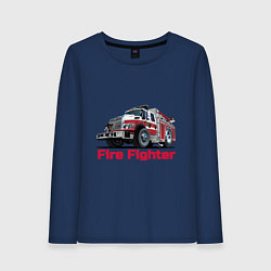 Лонгслив хлопковый женский Fire fighter, цвет: тёмно-синий