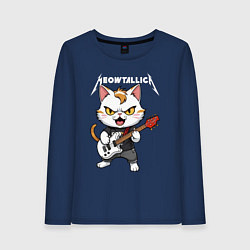Лонгслив хлопковый женский Meowtallica rock, цвет: тёмно-синий