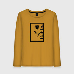 Лонгслив хлопковый женский Черная роза в рамке, цвет: горчичный