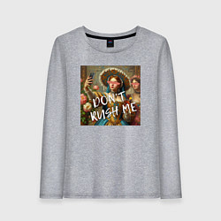 Лонгслив хлопковый женский Девушки из средневековой картины делают селфи не т, цвет: меланж