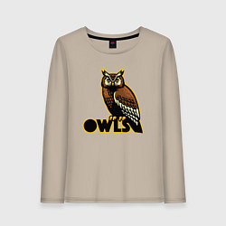 Лонгслив хлопковый женский Owls, цвет: миндальный