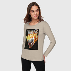 Лонгслив хлопковый женский Twisted metal 2 - clown head, цвет: миндальный — фото 2