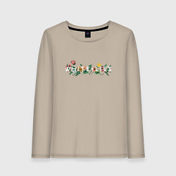 Лонгслив хлопковый женский White Lies - Flowers new, цвет: миндальный