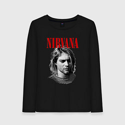 Лонгслив хлопковый женский Nirvana kurt donald cobain, цвет: черный