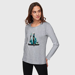 Лонгслив хлопковый женский Арт Скелет со шприцем Скелеты в шкафу, цвет: меланж — фото 2