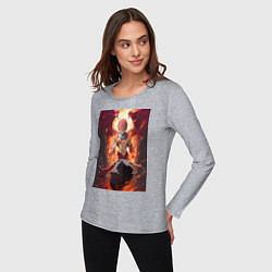 Лонгслив хлопковый женский Хвост Феи Нацу Драгнил дракон, цвет: меланж — фото 2