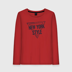 Лонгслив хлопковый женский USA - New York, цвет: красный