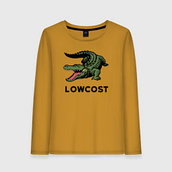 Лонгслив хлопковый женский Крокодил - антибренд, цвет: горчичный